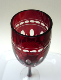 A pair of Bohemian ruby cut to clear champagne flute glasses