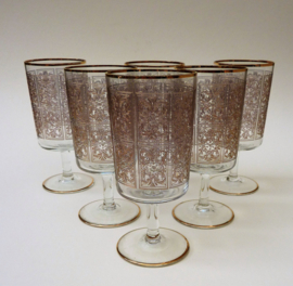 French crystal wine glasses gold encrusted engraved