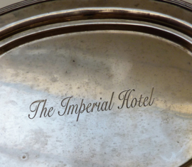 Brian Highland Sheffield white metal hotelware tray The Imperial Hotel