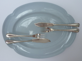 Antique German silver plated fish cutlery with beaded edge Walbreu Besteckfabrik