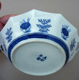 Antique Dutch blue and white Long Eliza chinoiserie candy dish