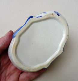 Vintage Chinees blauw wit porseleinen boter eendje