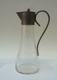 Art Nouveau pewter mounted cut glass jug