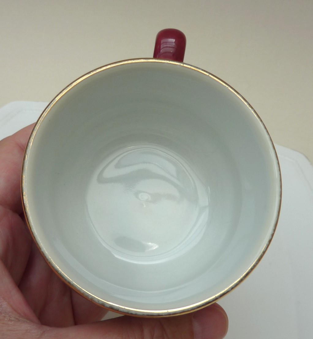 Apilco Flora koffiekop en schotel framboos goud