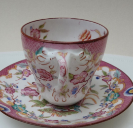 Sarreguemines Minton pattern 216 coffee cup with saucer
