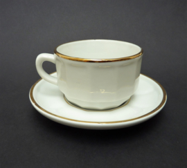 Apilco white and gold cappuccino cup with saucer 