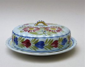 Henriot Quimper faience butter cheese dish with cover decor Fleuri