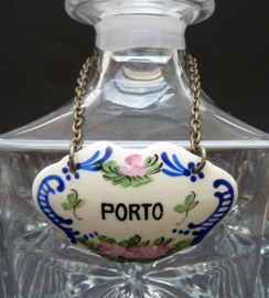 Antique French porcelain decanter label Porto