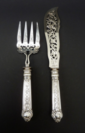 Victorian silver plated fish server set