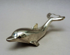 Silver plated two way dolphin bottle opener