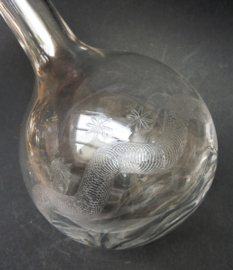Crystal guilloche engraved globe decanter 19th century