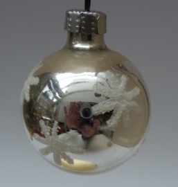 Vintage GDR zilveren kerstbal 6 cm