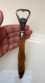 Edelstalen flesopener met taxidermie hertenhoef heft