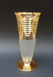 Mid Century glazen gouden streep vaas