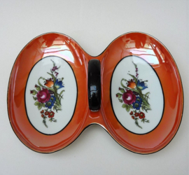 Noritake Art Deco orange porcelain lusterware appetizer dish