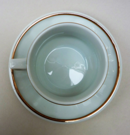 Porcelaine Bistro koffiekop en schotel wit met goud