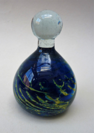 Art Glass presse papier met knop blauw met geel