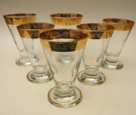Murano engraved whisky tumblers water glasses with gold band