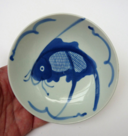 Chinese blue white porcelain Koi fish dish 