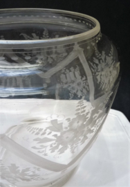 Glass baluster vase engraved flowers 19th century