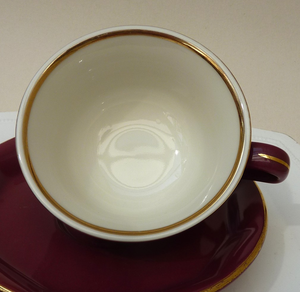 Revol bistroware tea cup Raspberry and Gold