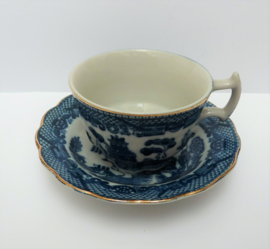 Blue Willow antique porcelain demitasse cup with saucer 