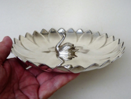 Reed and Barton silver plated water lily swan dish