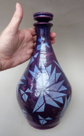Studio pottery purple lilac bottle vase with stopper signed