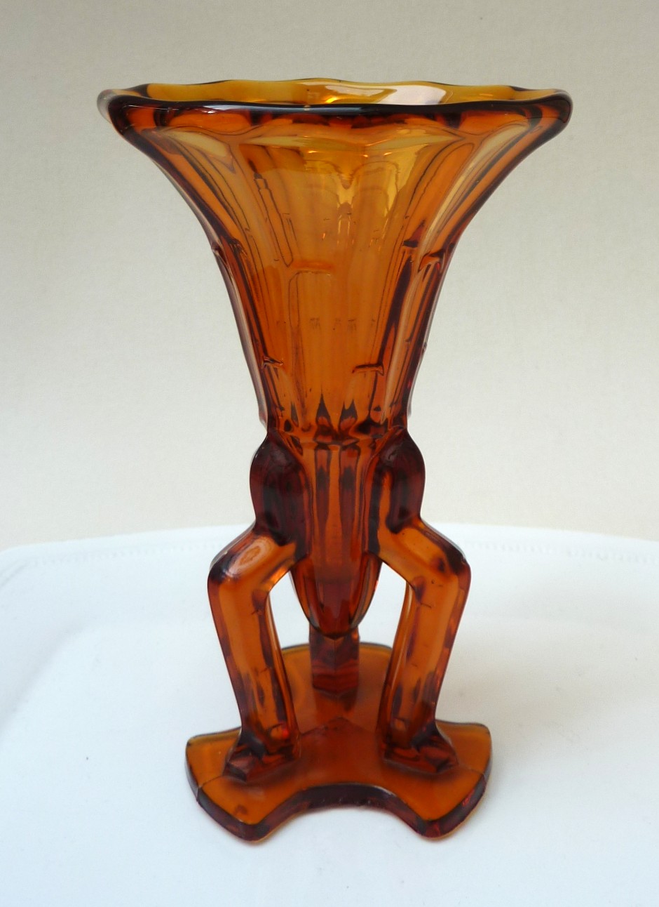 Rosice amber glazen Art Deco raket vaasje
