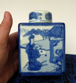 Vintage Blauw Wit Chinees porseleinen theebus