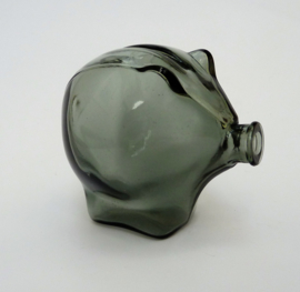 Cascade England glass piggy bank smoked glass