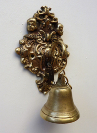 Antique brass hanging indoor reception wall bell Rococo style
