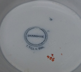 Thomas Till & Son transfer ware pedestal fruit bowl Shanghae ca 1855