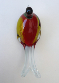 Art Glass vogel in rood en geel