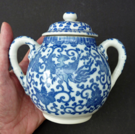 Japanse blauw witte Phoenix ware porseleinen suikerpot met deksel