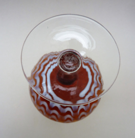 Murano vintage Art Glass vaas op voet met zigzag decor