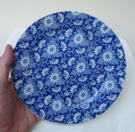 Sarreguemines faience dessert plates blue white flower print