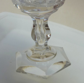 A pair of Biedermeier accolade cut glass salt cellars