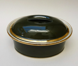 Pillivuyt bistroware porseleinen terrine groen met goud