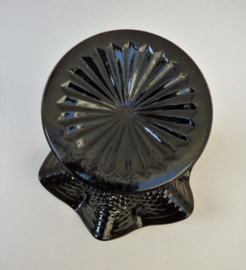 Pressed glass Diamond point Black footed dessert bowl