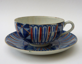 Japanese Early Showa blue white porcelain tea cups with saucer