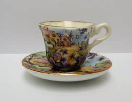 Miniature bone china cup with saucer - Paul Ann, Engeland