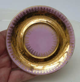 Gilded pink porcelain footed cabinet cup