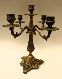 Art Nouveau bronze five armed candlestick