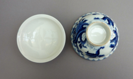 Japanse blauw wit porseleinen Karako rijstkommen met deksel