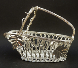 Silver plated braided wine bottle basket