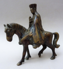 Chinese verguld bronzen sculptuur Guanyin te paard 19e eeuw