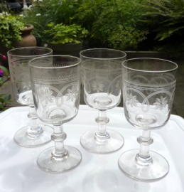 Baccarat guilloche engraved wine glasses early 20th century