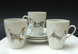 Mosa Mid Century kop en schotels met Dieren schets