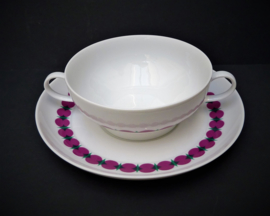 Thomas Rotunda pink green soup bowl with saucer